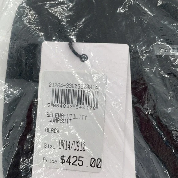 REISS Black Selena Long Sleeve Utility Jumpsuit - Picture 6 of 9